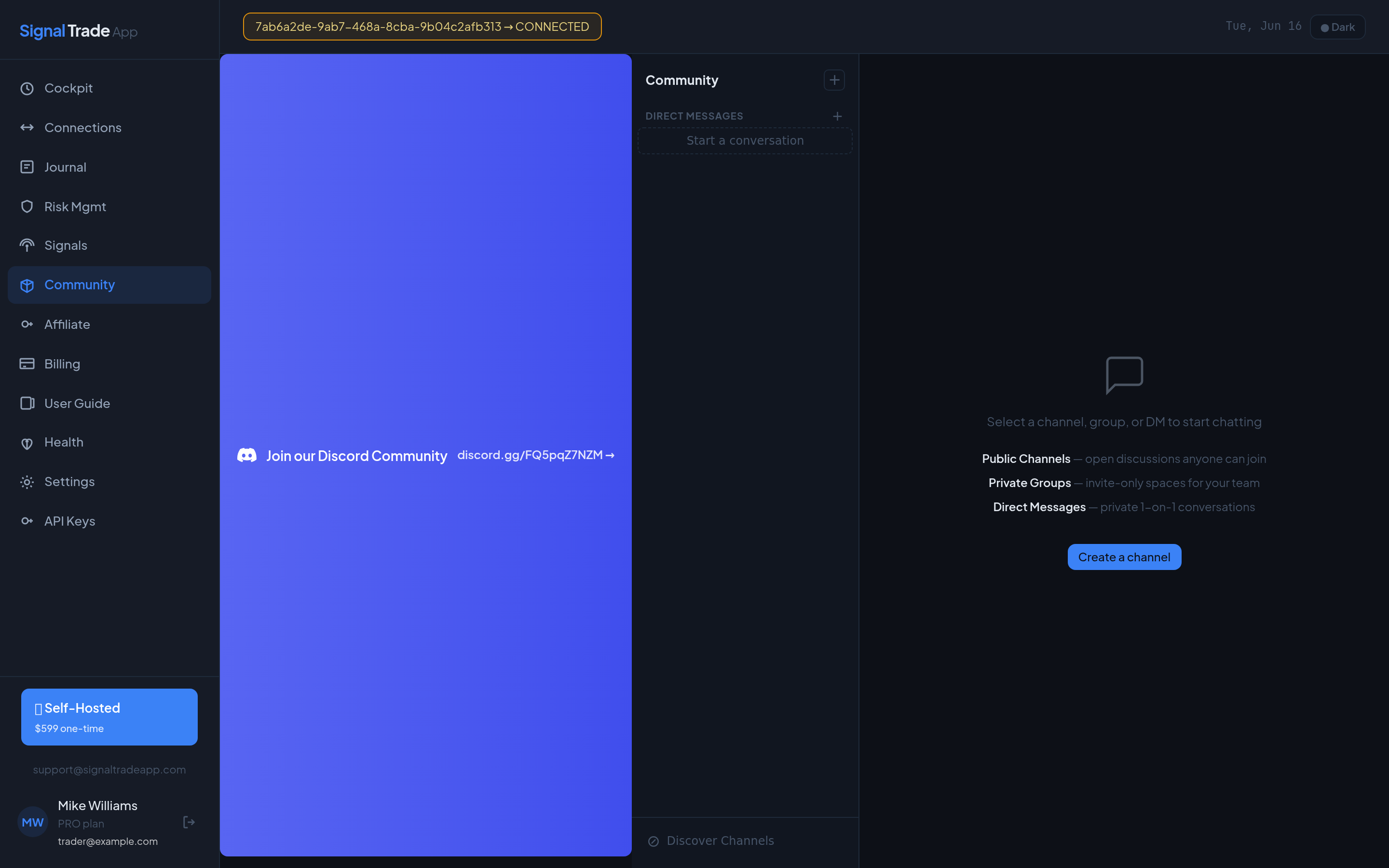 The Signal Trade App community page